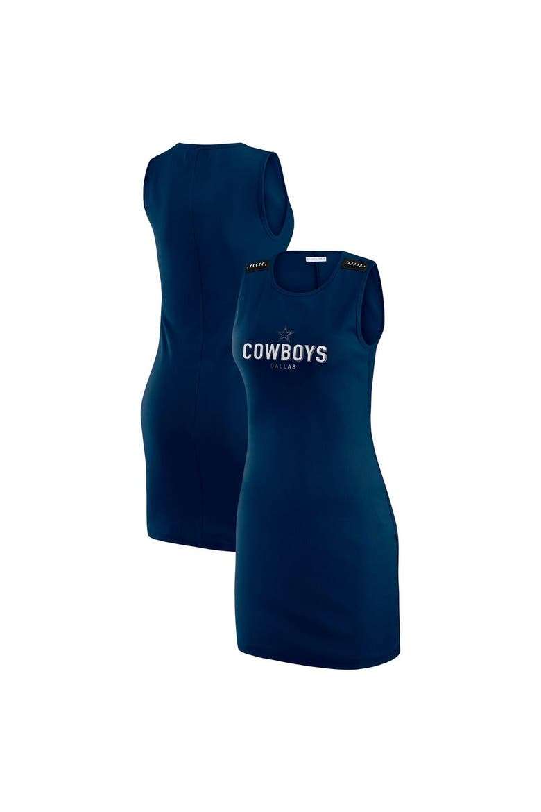 Women's WEAR by Erin Andrews x Gracie Hunt Navy Dallas Cowboys Ribbed Tank Dress, Main, color, Navy