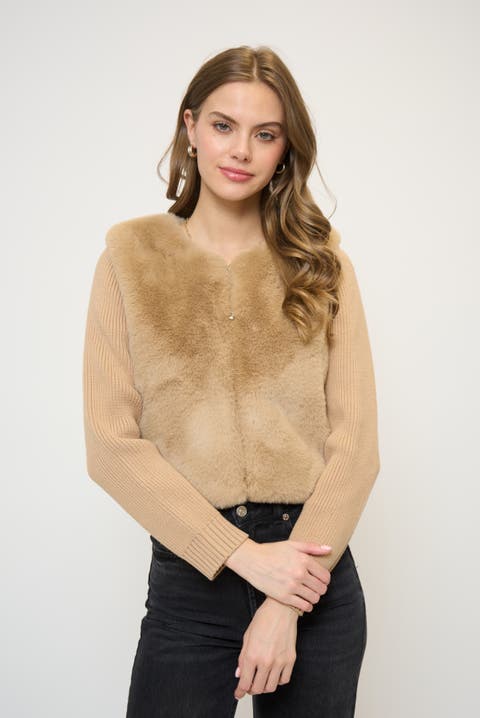Daphne Collarless Fur Sweater