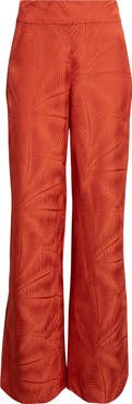 Johanna Ortiz Laid Back Energy Palm Jacquard Wide Leg Satin Pants