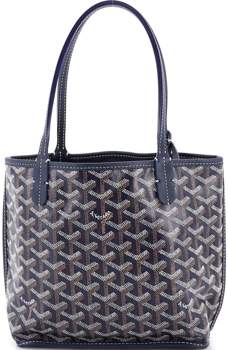Pre-Owned Goyard Anjou Reversible Tote Coated Canvas Mini, Alternate, color, Blue