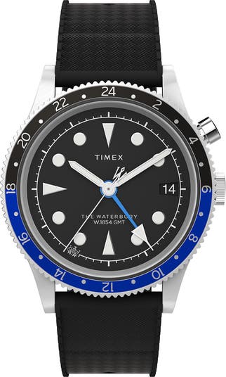 Waterbury Traditional GMT Rubber Strap Watch, 39mm