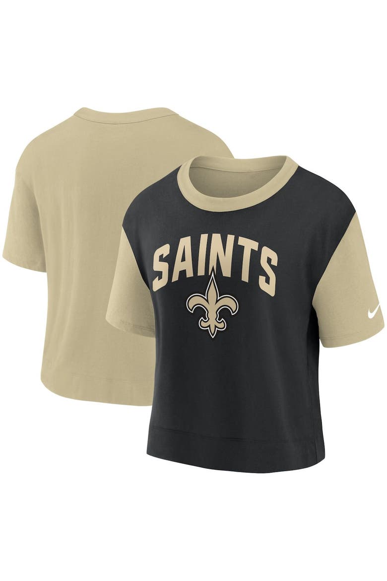Women's Nike Gold/Black New Orleans Saints High Hip Fashion T-Shirt, Main, color, Gold