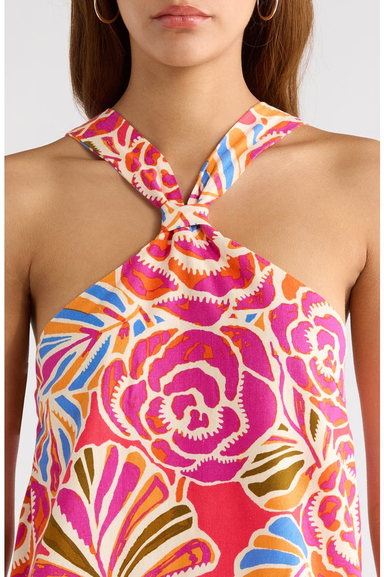 Nomi Floral Print Halter Minidress, Alternate, color, PINK-ORANGE-BLUE