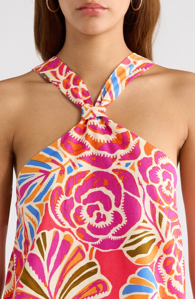 SUGARLIPS Nomi Floral Print Halter Minidress, Alternate, color, Pink-Orange-Blue