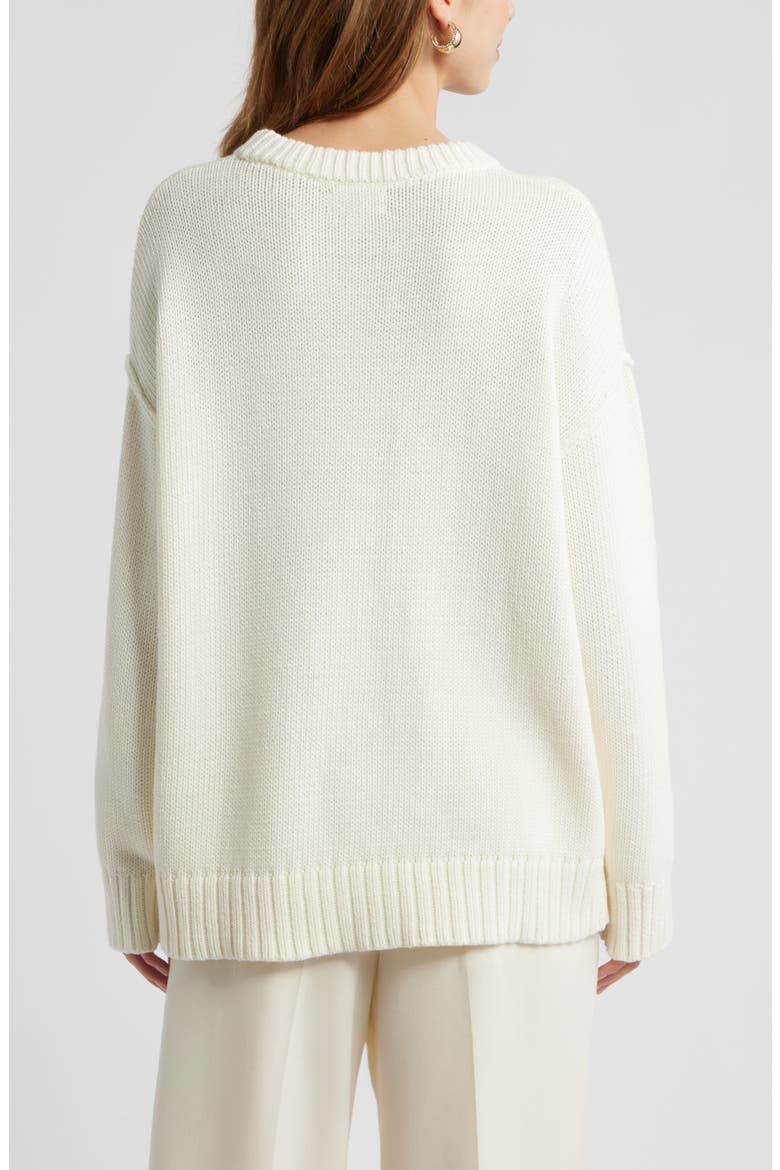 Oversize Crewneck Cotton Sweater, Alternate, color, IVORY