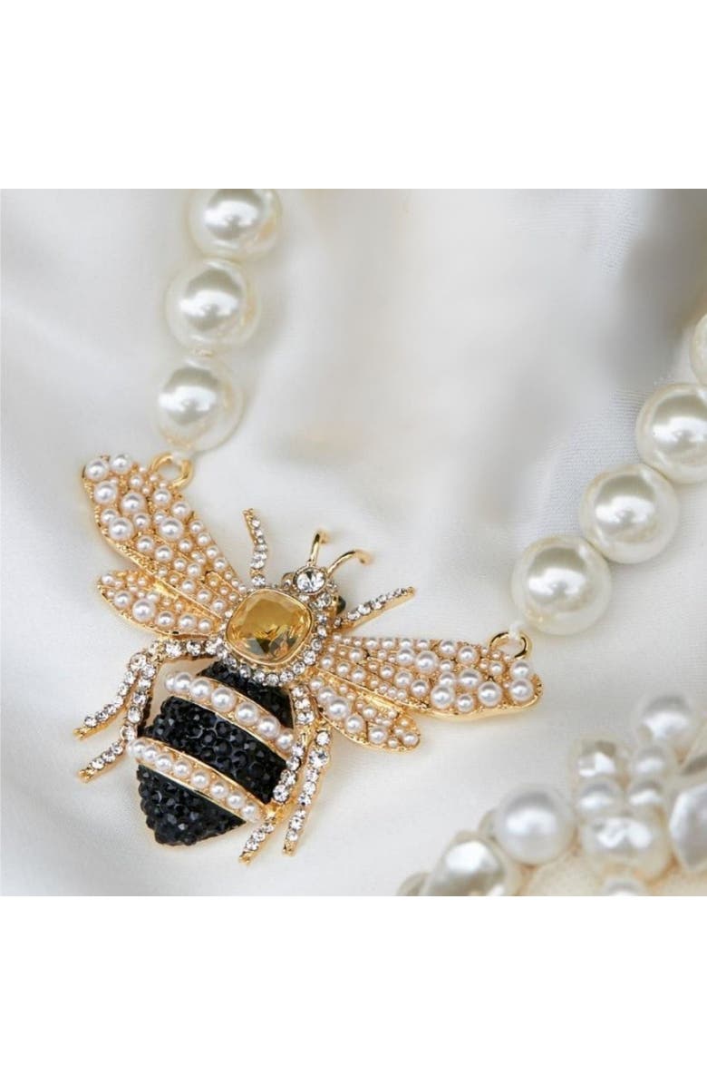 Bill Skinner Studio Bejewelled Pearl Bee Necklace, Alternate, color, Bee