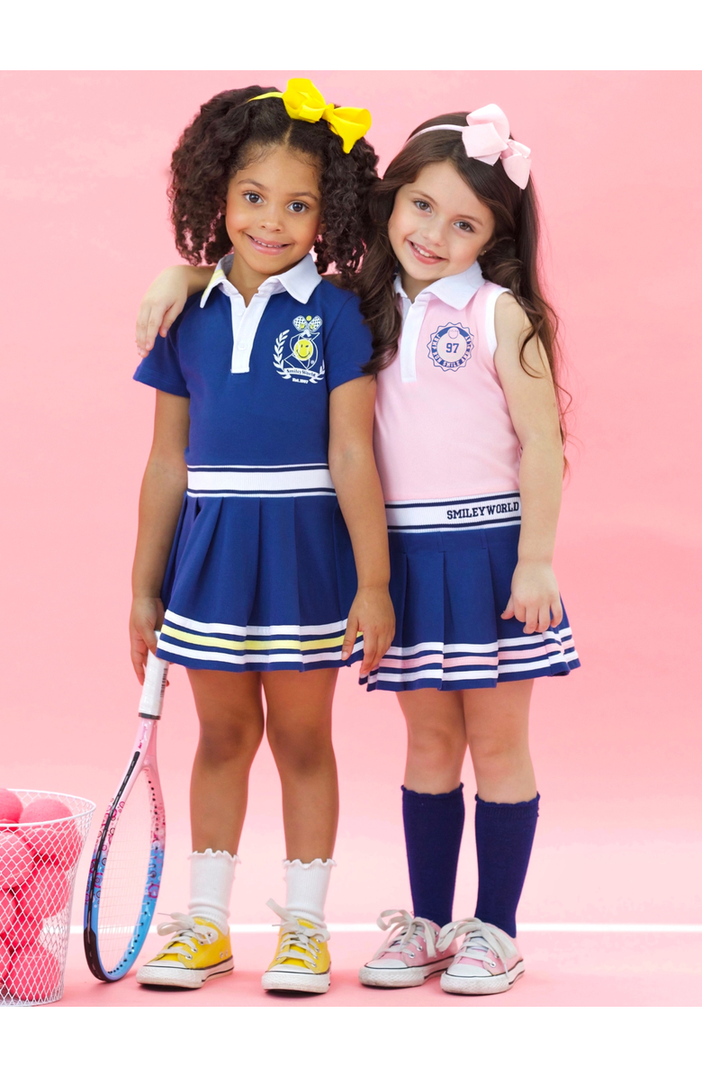 Mia Belle Girls Prep Pleated Tennis Dress, Alternate, color, Blue