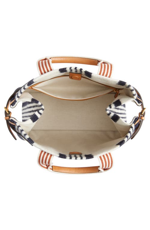 Valentino Garavani Large Tess Stripe Tote In Navy/ivy