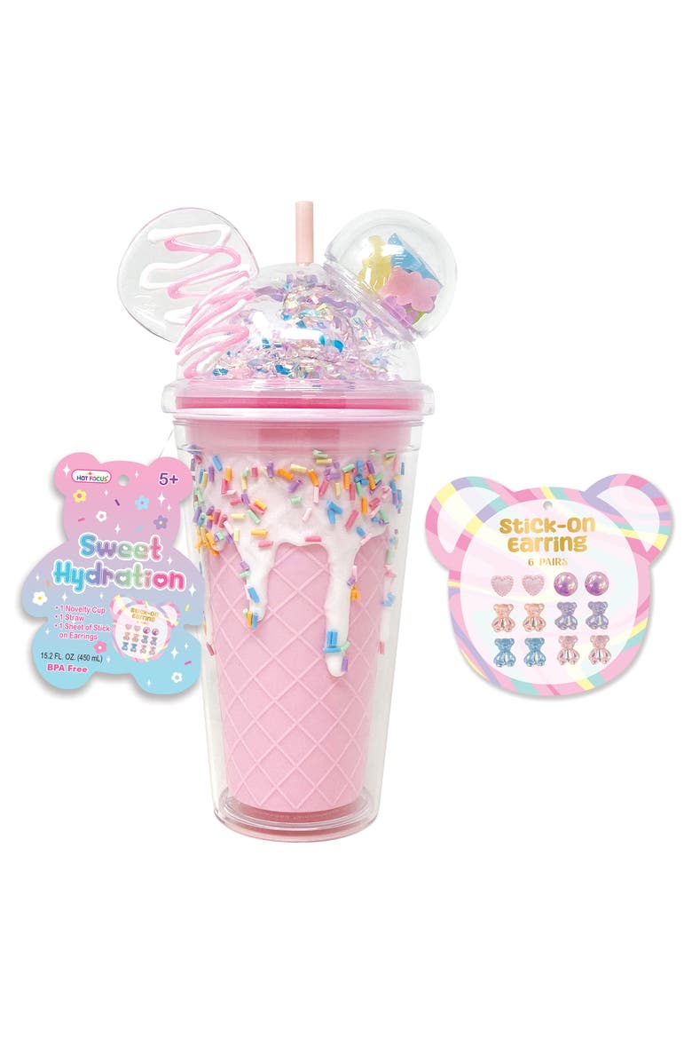 HOT FOCUS Kids' Sweet Hydration Tumbler & Stick On Earrings Set, Main, color, 