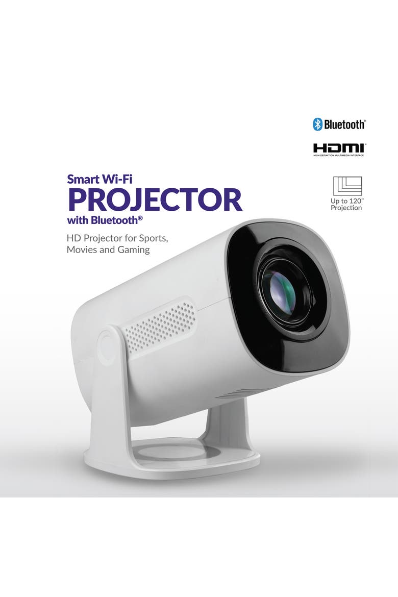Smart Wifi Projector in White with Bluetooth, Alternate, color, White