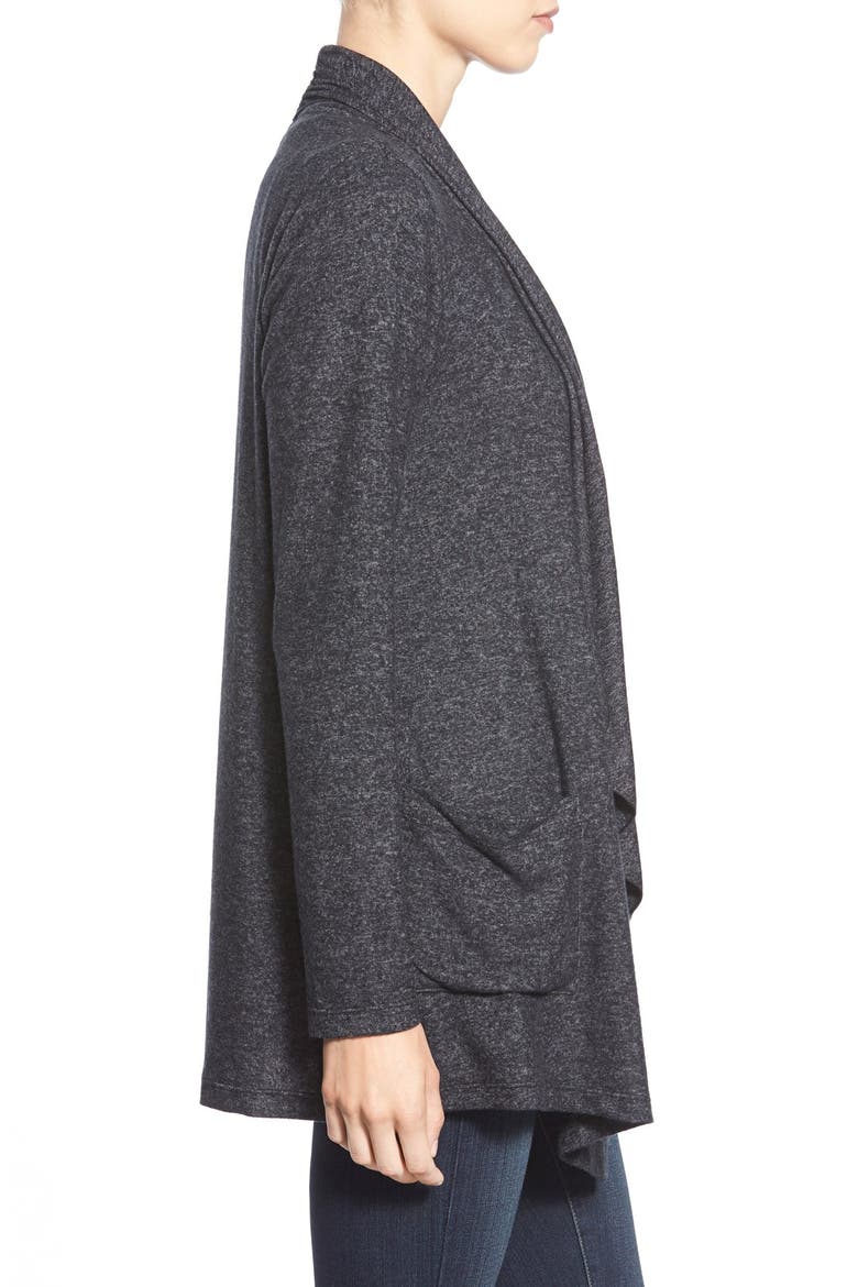 Two-Pocket Drape Front Cardigan, Alternate, color, BLACK