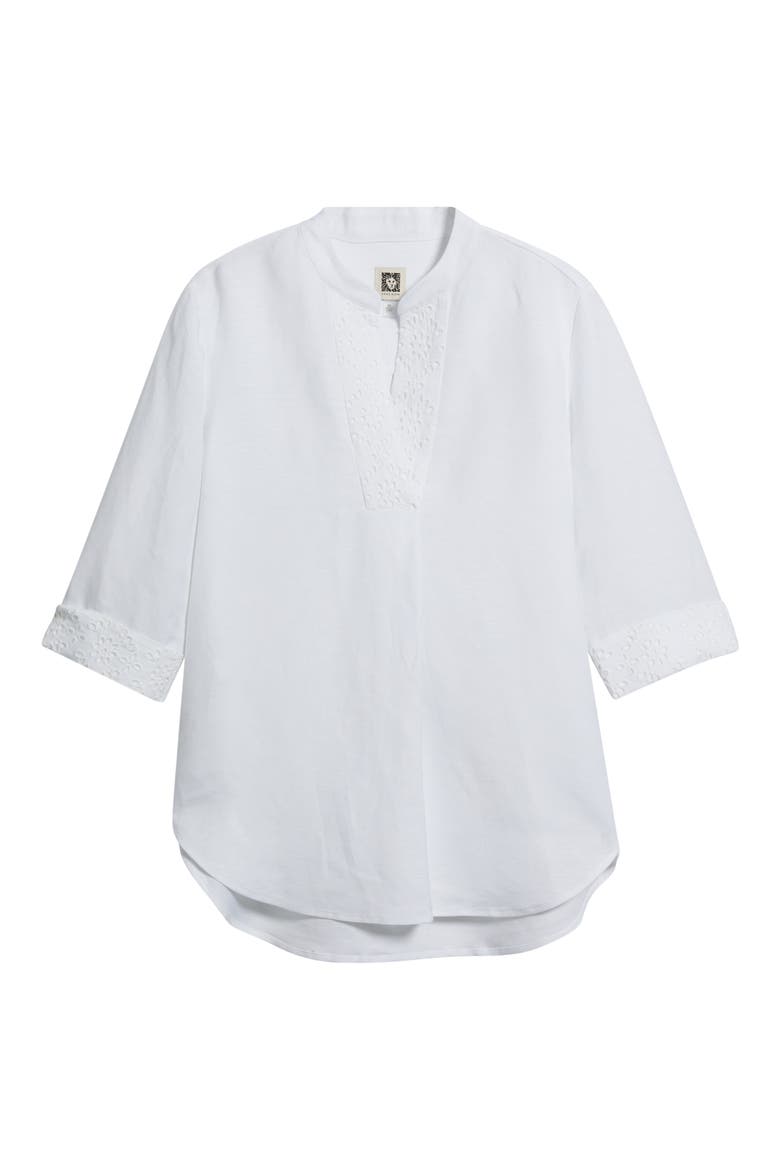 Linen Blend Tunic, Alternate, color, CRISP WHITE