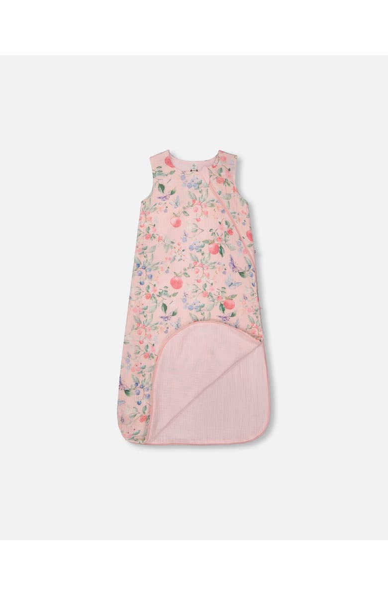 Deux par Deux Cotton Jersey Muslin Printed Berries Sleep Sack, Alternate, color, Pink Printed Berries