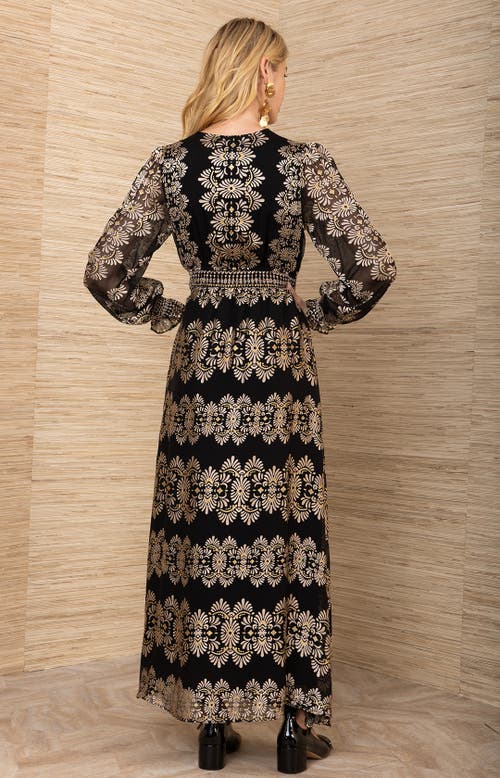 Hale Bob Birdie Satin Maxi Dress In Black