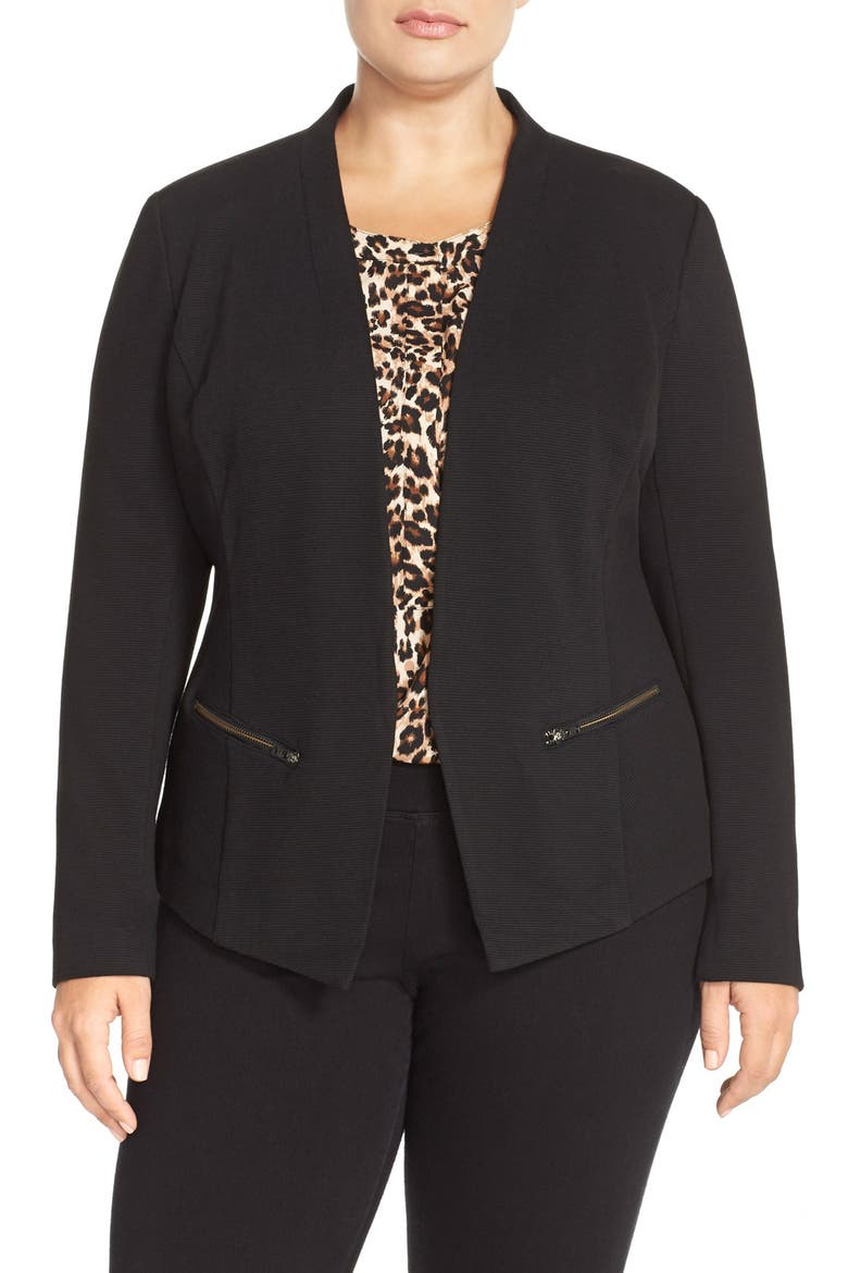 'Jetsetter' Ottoman Knit Jacket, Main, color, BLACK