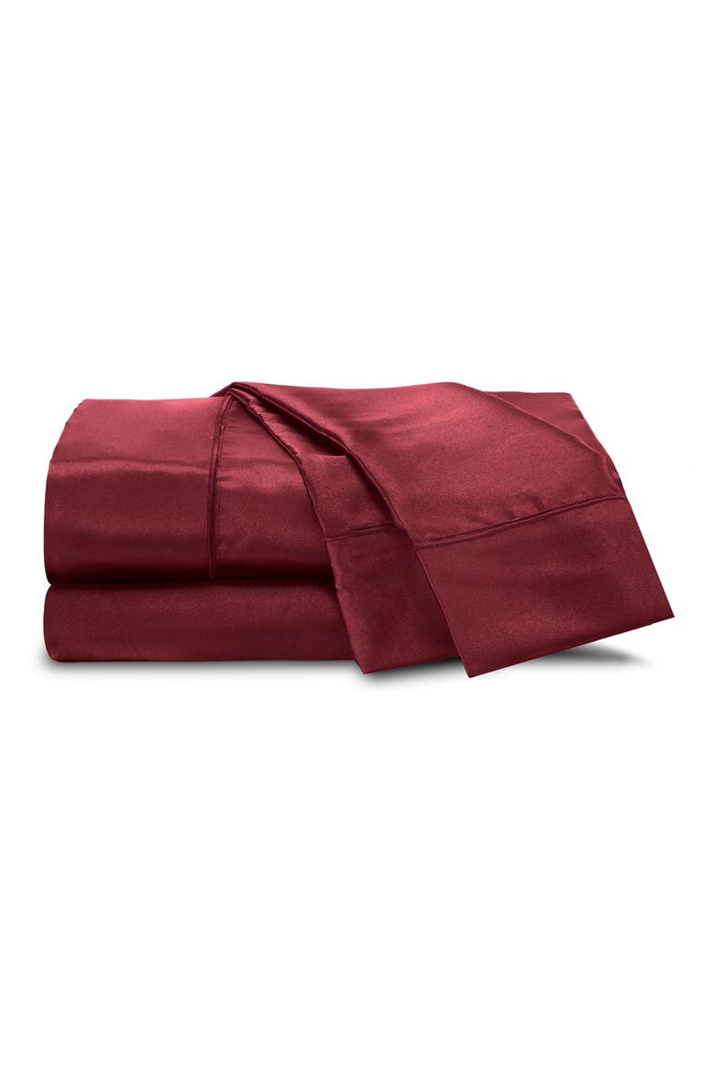 Elegance Satin Sheet Set, Main, color, MERLOT