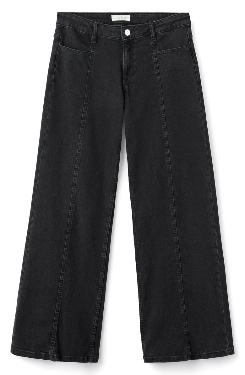 MANGO TEEN Frayed Stars Straight Leg Jeans, Alternate, color, Black Denim