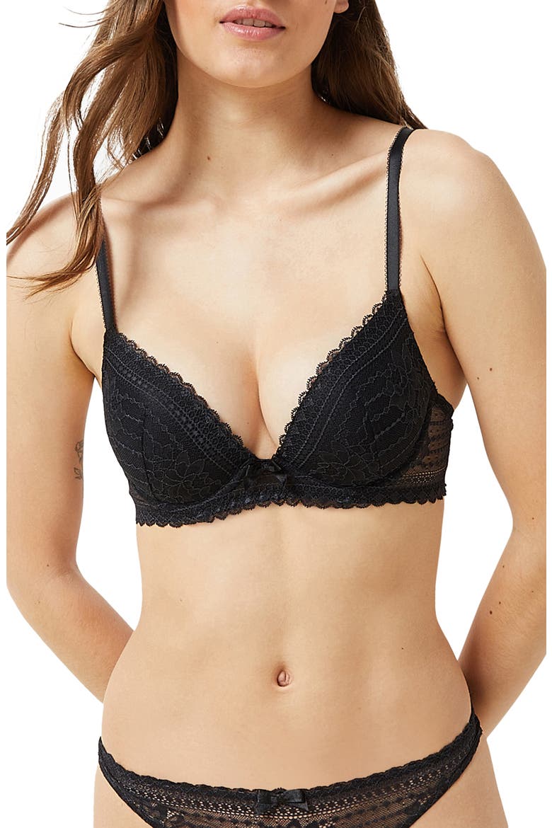 Panama Underwire Plunge Push-Up Bra, Main, color, BLACK