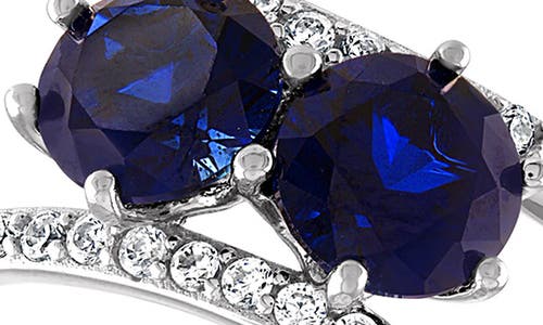 Fuzion Creations Blue & White Lab Grown Sapphire Bypass Ring In Sapphire
