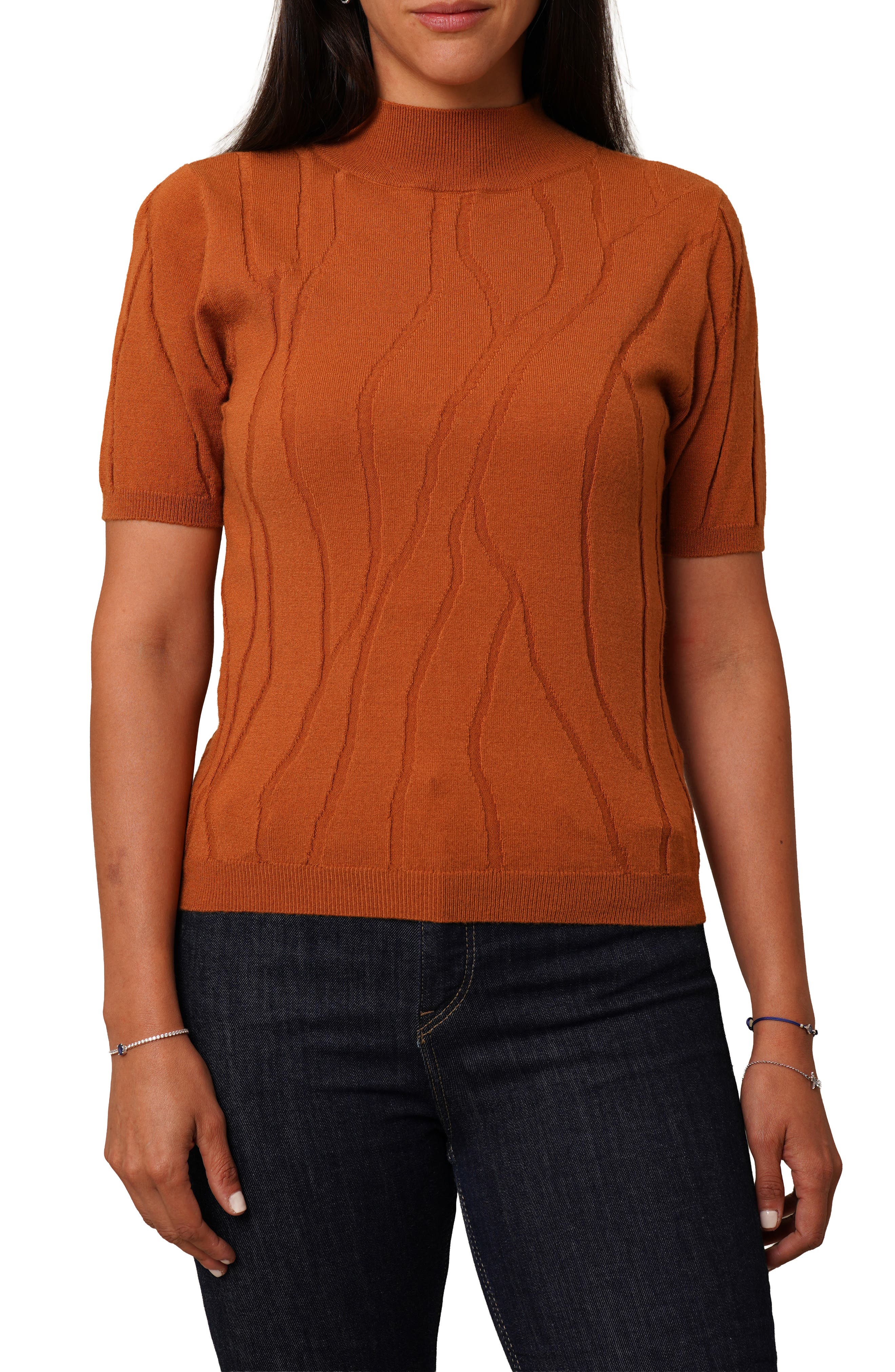 Intarsia Short Sleeve Sweater - image 3