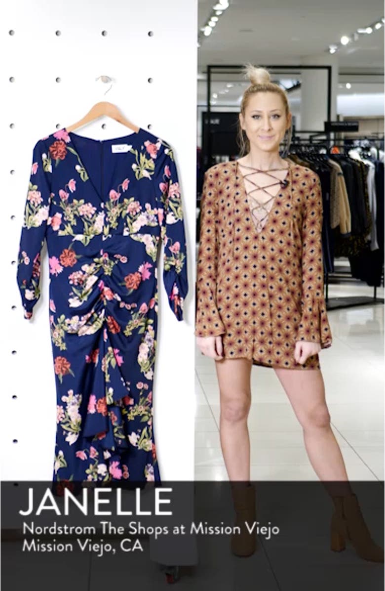 Floral Ruched Midi Dress, sales video thumbnail
