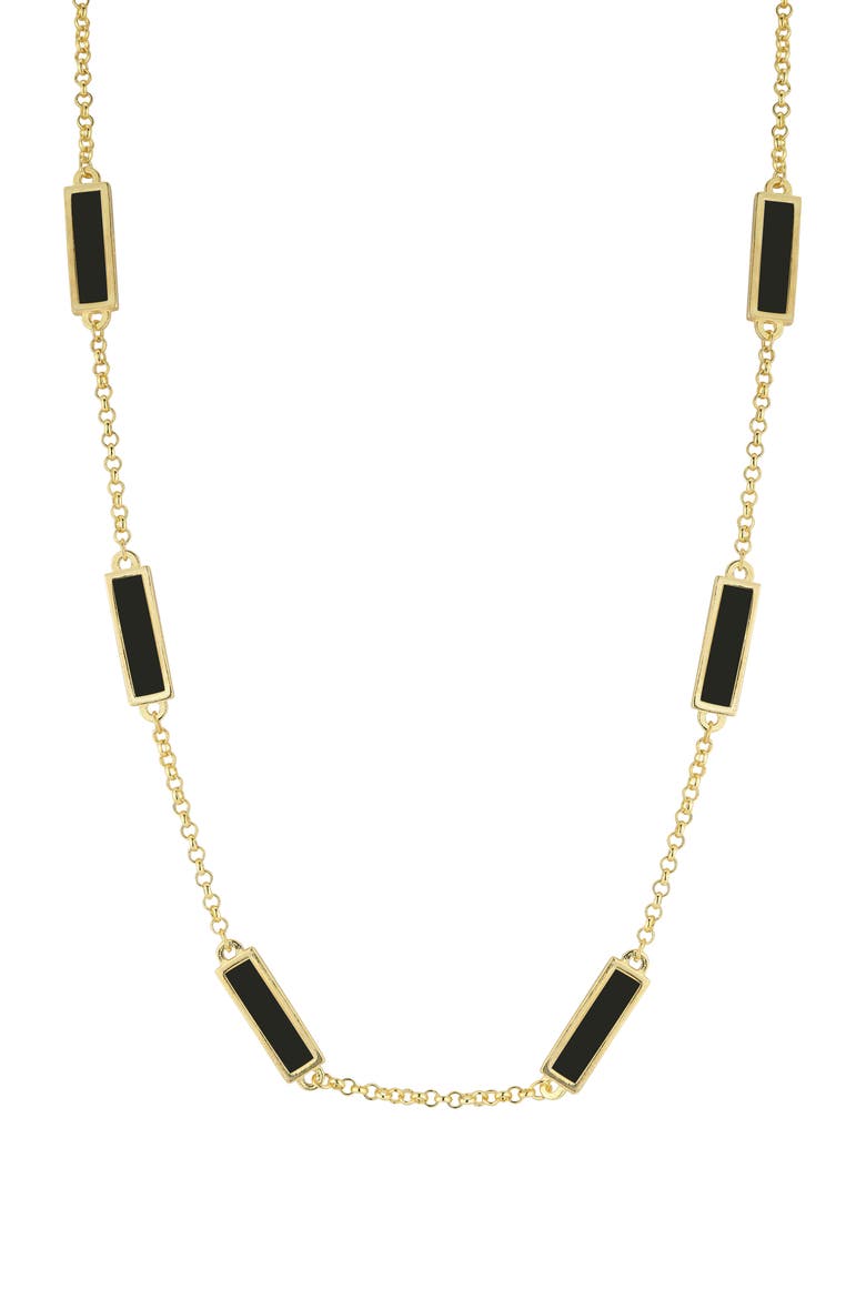 Synthetic Onyx Bar Station Necklace, Main, color, GOLD