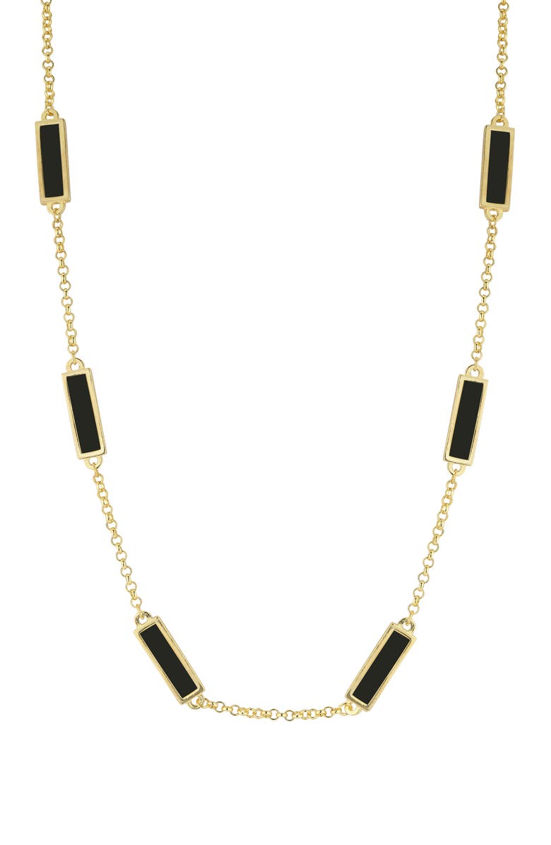 SPHERA MILANO Synthetic Onyx Station Necklace, Main, color,