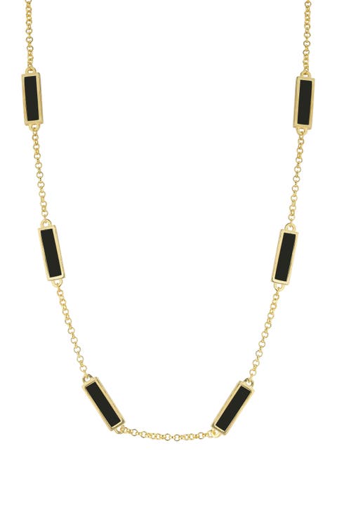 Synthetic Onyx Bar Station Necklace