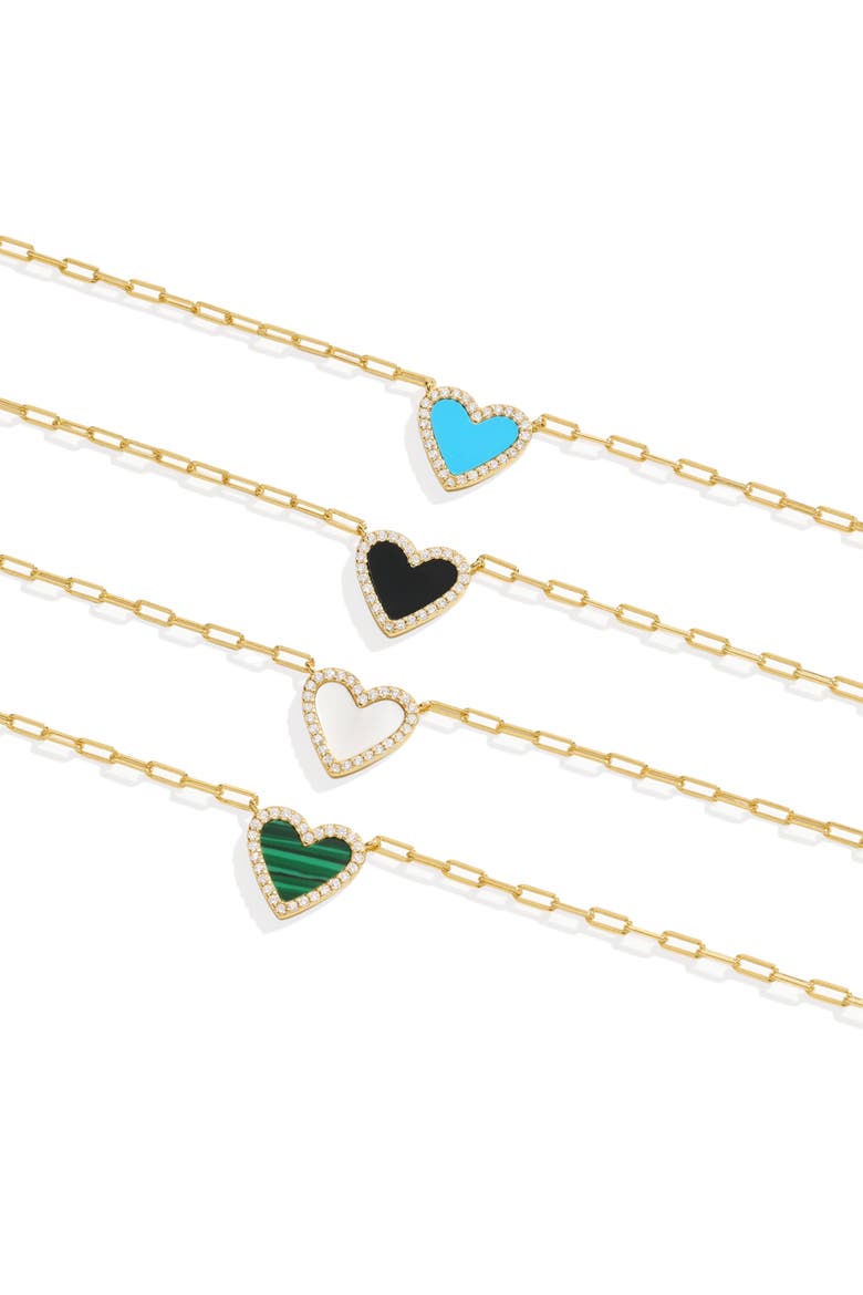 Dainty Heart Paperclip Necklace, Alternate, color, Turquoise