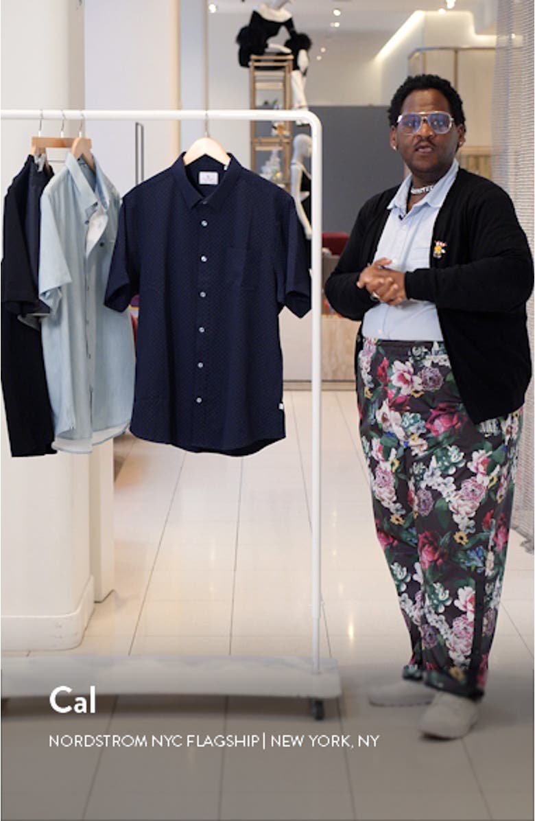 Hana Neat Short Sleeve Stretch Button-Up Shirt, sales video thumbnail