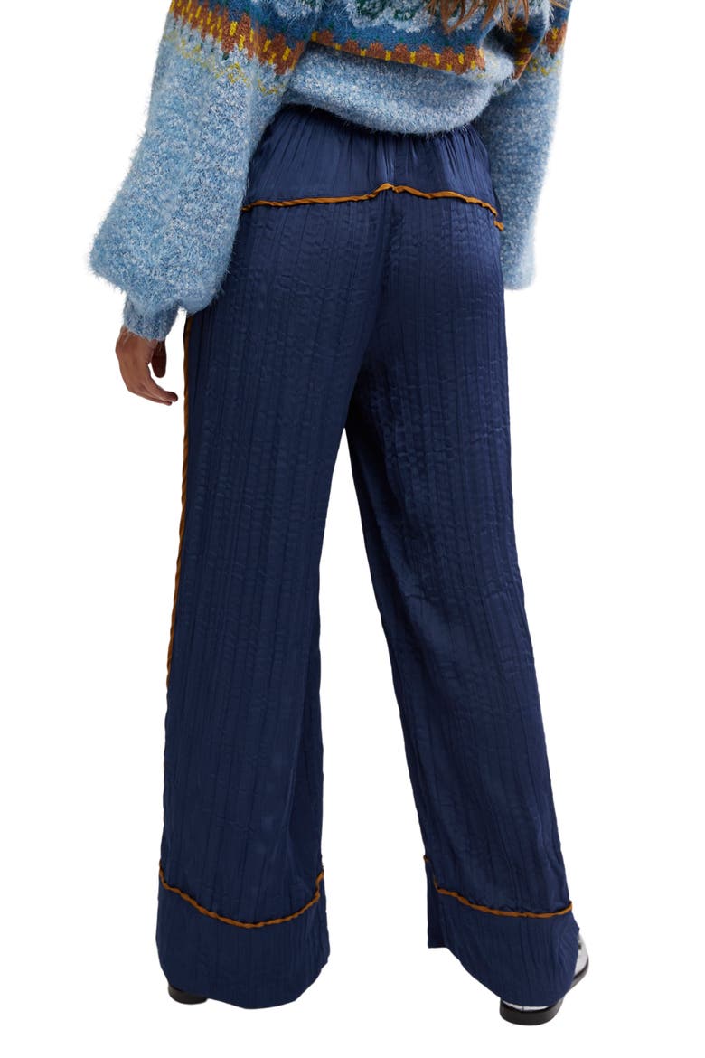 All Out Plissé Satin Wide Leg Pants, Alternate, color, INSIGNIA BLUE