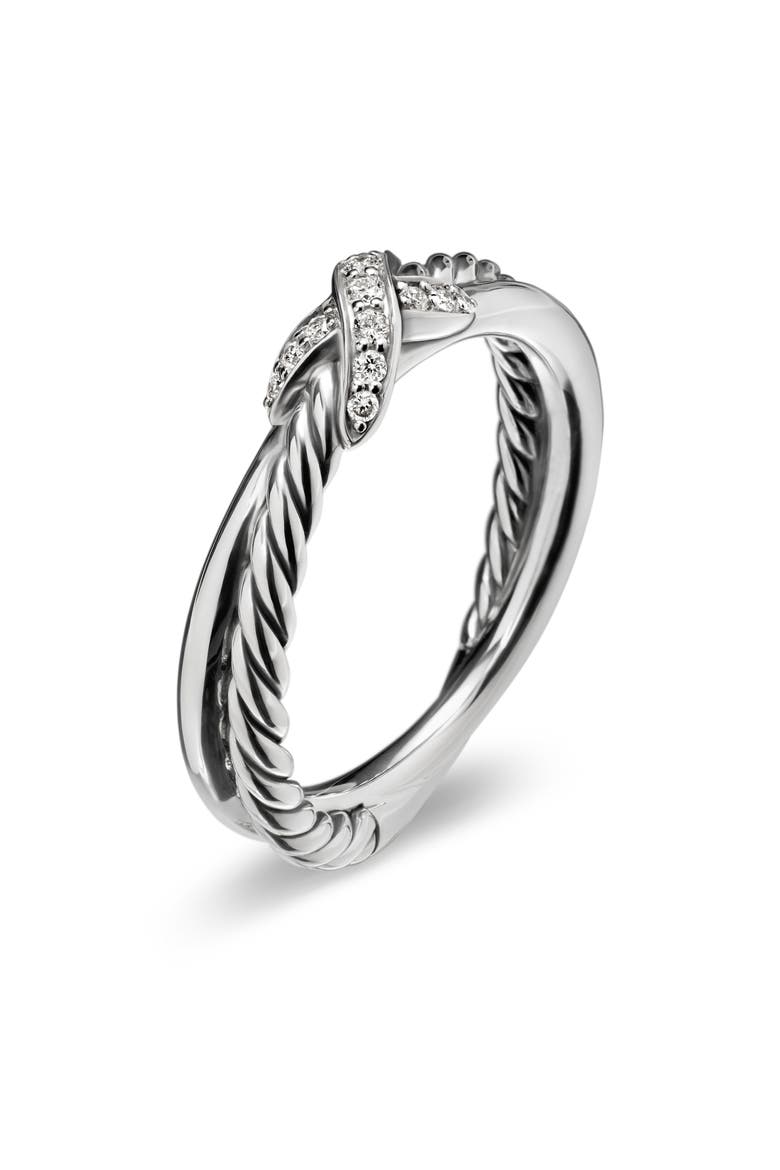 Petite X Diamond Ring, Alternate, color, DIAMOND/ SILVER