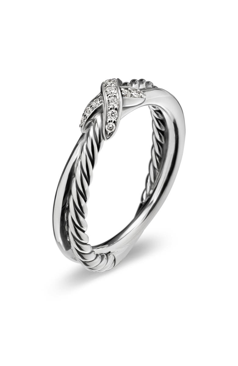 David Yurman Petite X Diamond Ring, Alternate, color, Diamond/ Silver