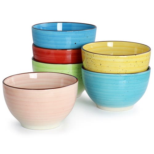 Elama Sebastian 18 Piece Double Bowl Stoneware Dinnerware Set In Assorted Colors In Multi