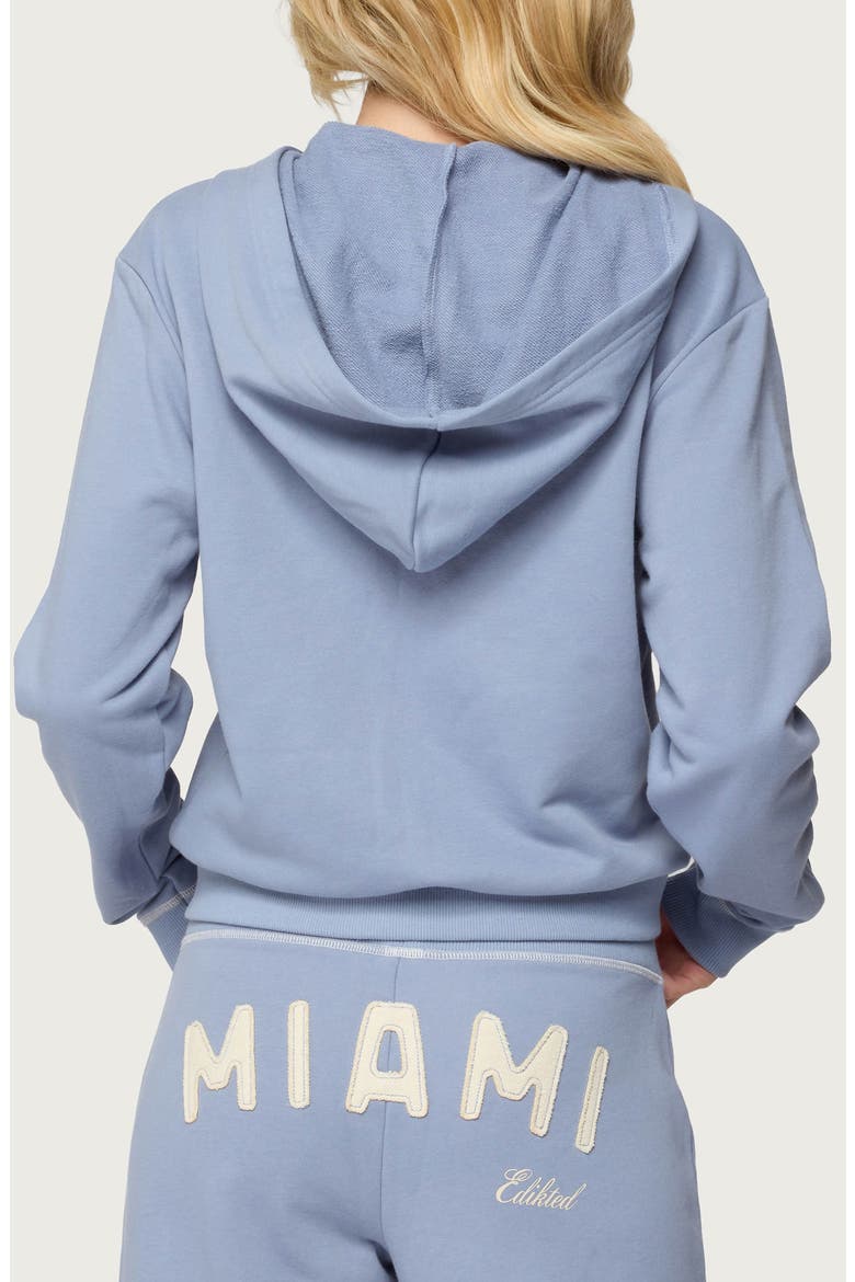 Miami Babe Front Zip Cotton Blend Hoodie, Alternate, color, BLUE