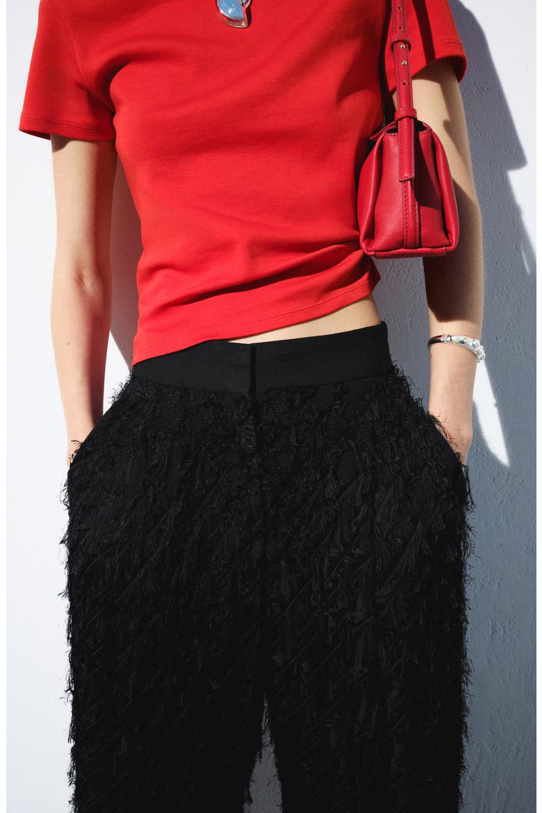 Textured Yarn Straight Leg Pants, Alternate, color, BLACK