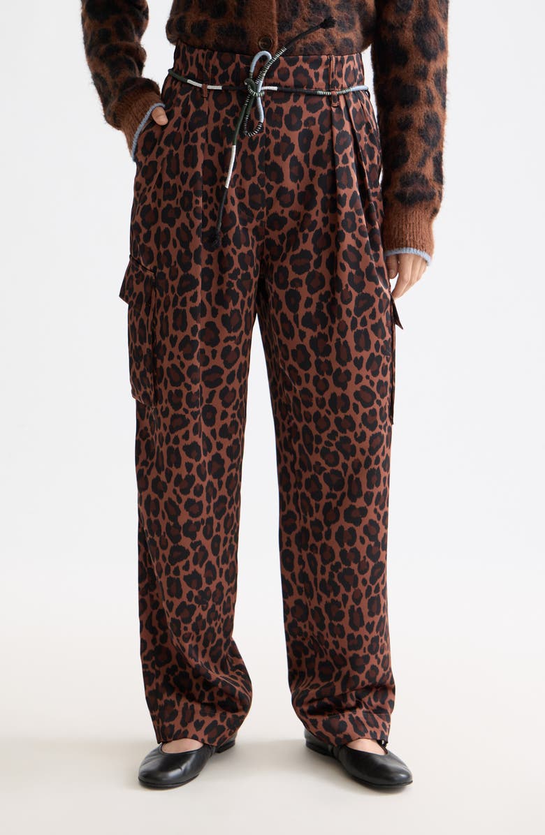 Scotch & Soda Faye Leopard Print Tapered Leg Pants, Main, color, Peace Leopard