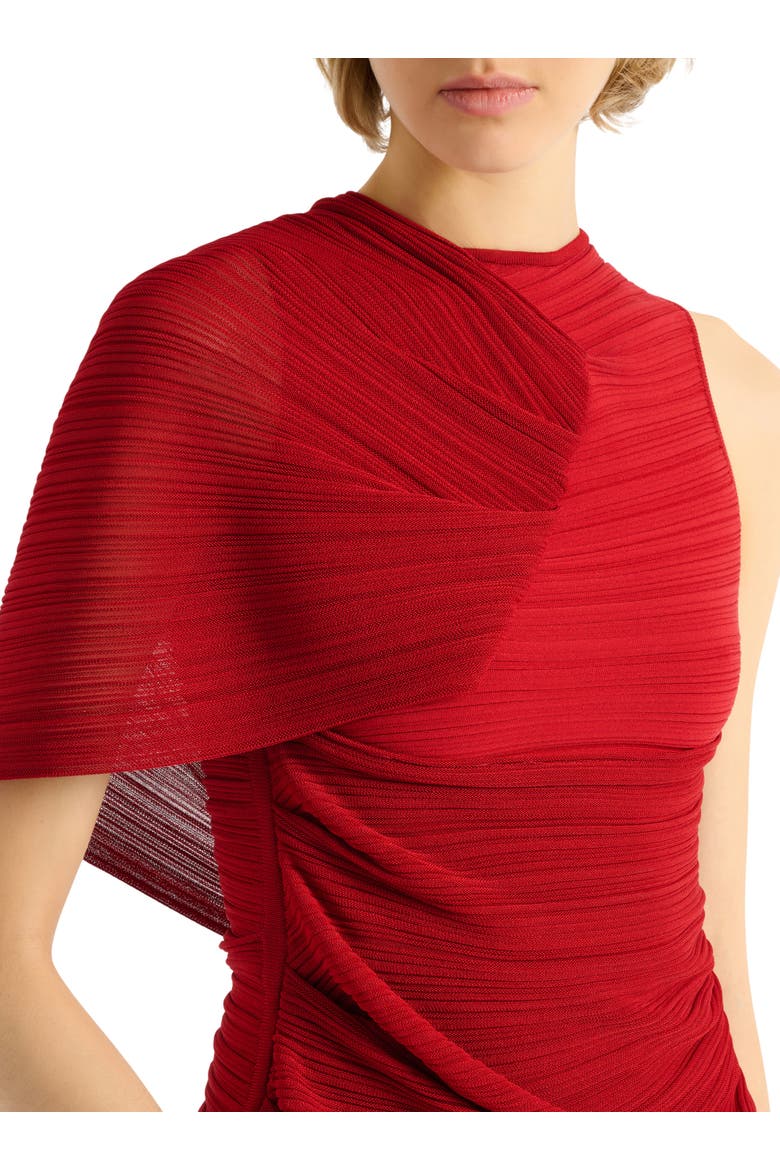 Sleeveless asymmetrical viscose top, Alternate, color, red