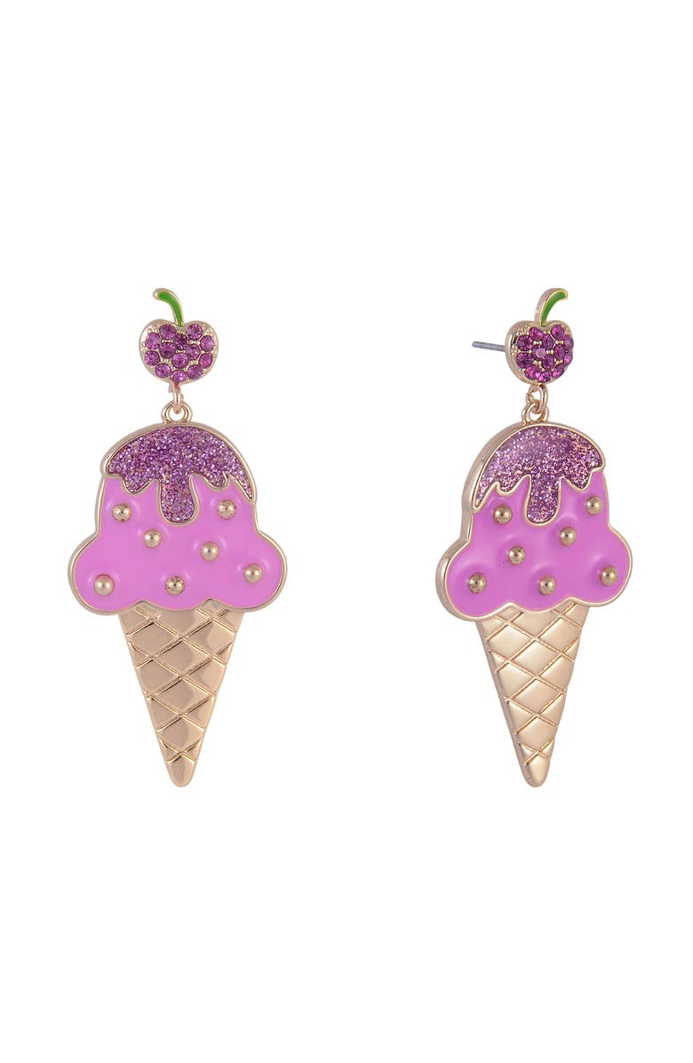 Hallmark Pink Ice Cream Cone Earrings, Main, color, Pink