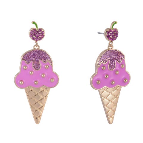 Pink Ice Cream Cone Earrings