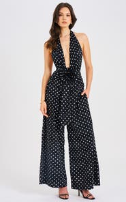 Miss Circle Orianaa Polka Dots Halter Jumpsuit