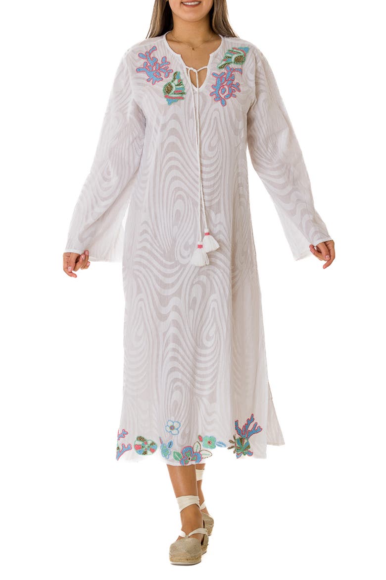 Embroidered Kaftan, Main, color, WHITE