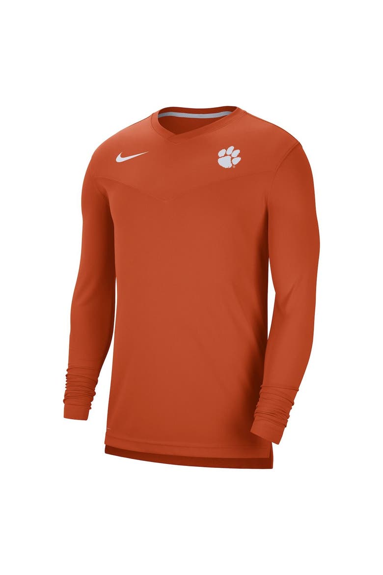 Men's Nike Orange Clemson Tigers 2022 Coach Performance Long Sleeve V-Neck T-Shirt, Alternate, color, Orange