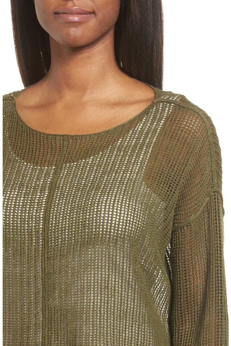 Organic Linen Crop Sweater, Alternate, color, OLIVE