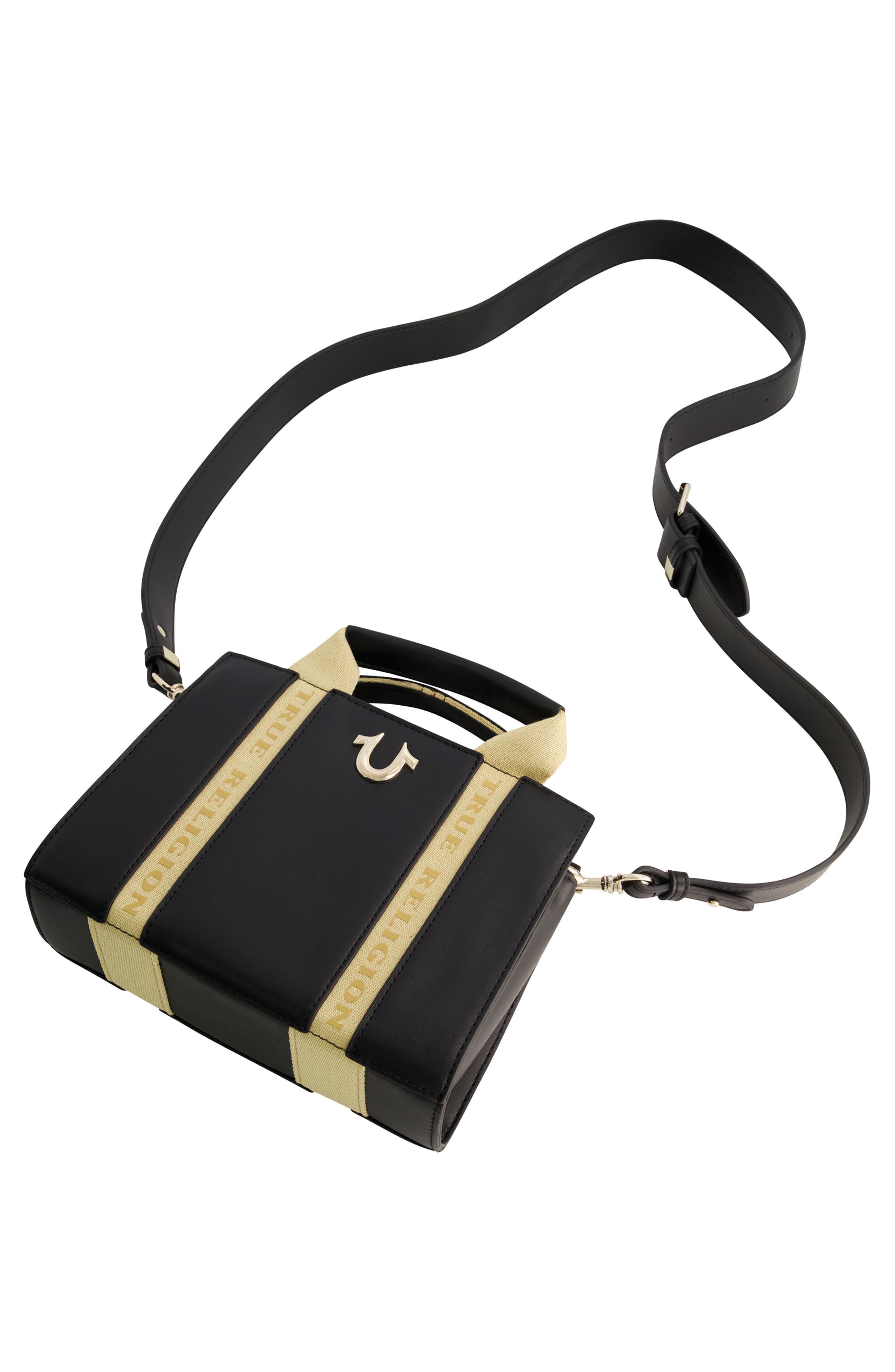 Licensed Faux Leather Mini Tote Bag with Branded Straps, Alternate, color, BLACK