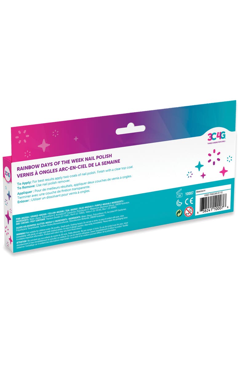 Three Cheers For Girls 3C4G Rainbow Days Of The Week Nail Polish Set 7 Bottles, Alternate, color, Multicolored