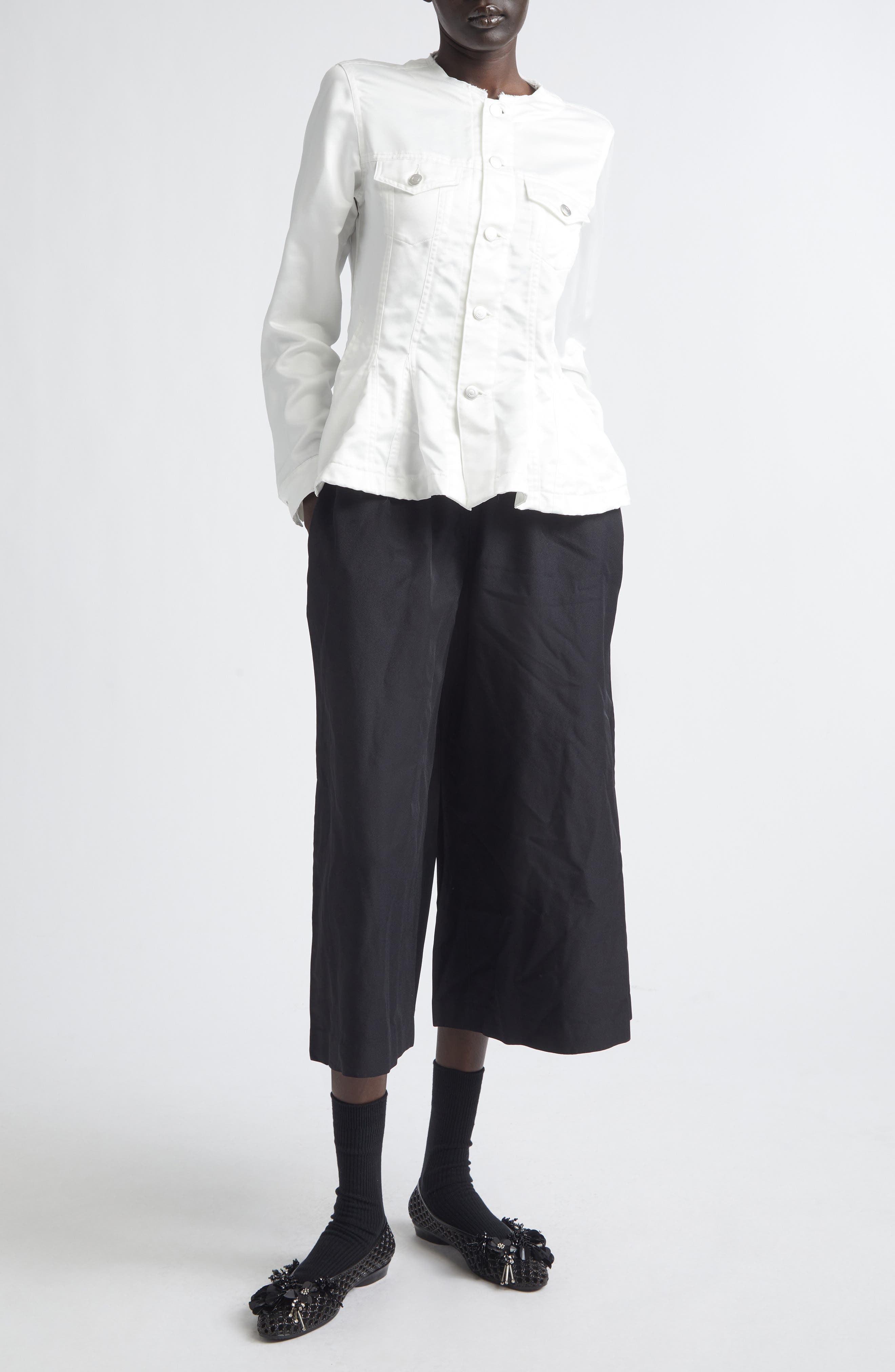 Raw Edge Satin Peplum Jacket - image 2