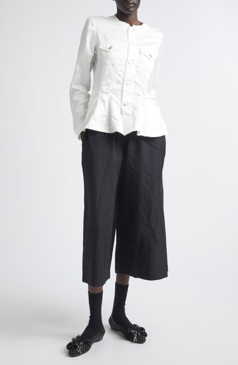 Comme des Garçons Comme des Garçons Raw Edge Satin Peplum Jacket, Alternate, color, White