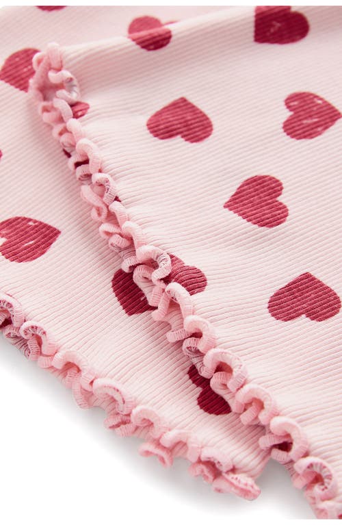 Next Kids' Heart Print Rib Flare Leggings In Pink