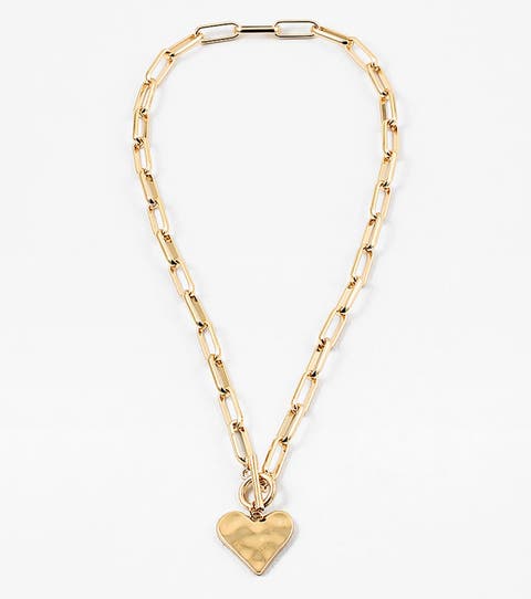 Hammered Heart Toggle Necklace
